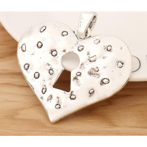 2 Pieces Tibetan Silver Large Hammered Open Heart Charms Pendants for Necklace Jewellery Making 73x62mm