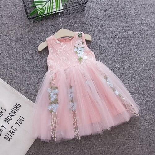 2020 Summer Girl Dress Sleeveless Girls Ball Gowns Cute Princess Dresses New Lace Embroidery Flower Girl Dress