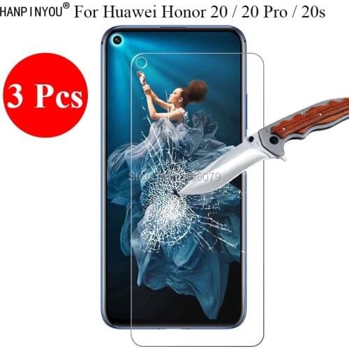 3 Pcs/Lot New 9H 2.5D Tempered Glass Screen Protector For Huawei Honor 20 20Pro 20s 6.26" Protective Film + Clean Tools