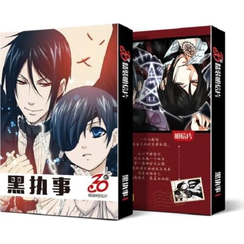 30Pcs/Box Anime Kuroshitsuji Black Butler Cards Postcard Greeting Card Message Card Christmas Gift Toys For Children