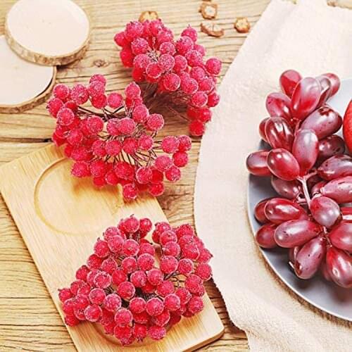 40pcs Mini Fake Fruit Christmas Xmas Foam Berry Bouquet For Wedding DIY Scrapbooking Decorative Bacca Wreath Fake Flowers