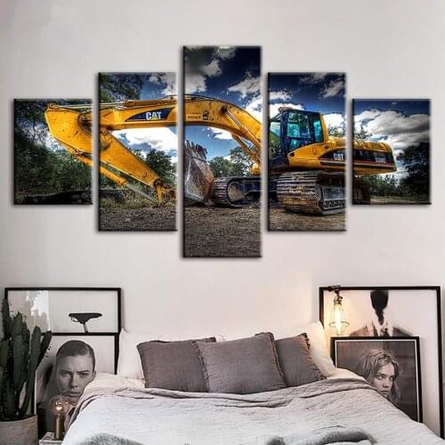 5d Full square round Diy Diamond Painting 5Pieces Excavator Pictures of Rhinestone diamond Embroidery full displayZP-1373