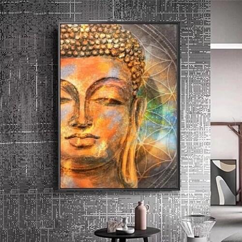 Abstract Buddha Head Canvas Paintings Posters And Prints Buddhism Wall Graffiti Art Canvas Prints Wall Pictures For Living Room
