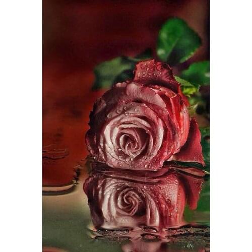 Flower Reflection 5D DIY Diamond Painting Rose Flowers Cross Stitch Diamond Embroidery Mosaic Diamonds Wall Stickers Home Decor