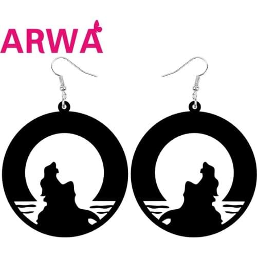 ARWA Acrylic Roung Hollow Mermaid Girl Earrings Drop Dangle Jewelry For Women Teens Girls Party Charm Decorations Gift Accessory