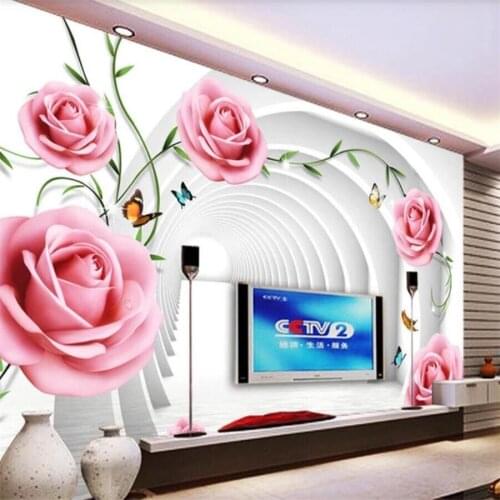 Beibehang Custom wallpaper 3D three-dimensional mural green vine rose TV background wall marble extension space decoration обои
