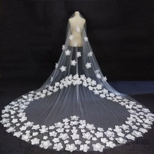 White/ Ivory 2016 new hot bride married heart-shaped flower shape Ruansha long paragraph trailing veil concealed Bridal Veils