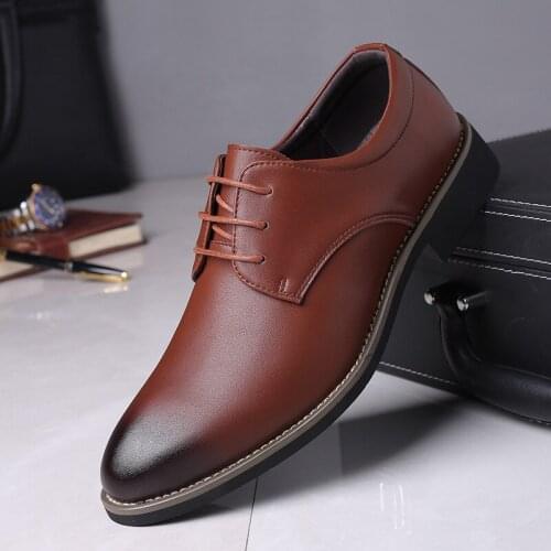 Business Leather Casual Shoes Breathable Mens Casual Shoes Wedding Oxfords Shoe Rubber Formal Dress Shoe Chaussure Homme