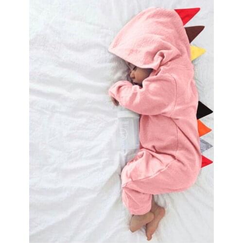 TELOTUNY baby clothes 2021 Newborn Baby Boys Girls Long Sleeve Dinosaur Zipper Hooded Romper Jumpsuit Outfits Clothes Pajamas