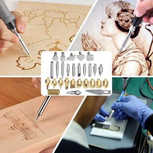 Branded Set of 28 Sets of Heat Transfer Tools Pyrography Head DIY Carving Tools Electric Resistance Engraved Head