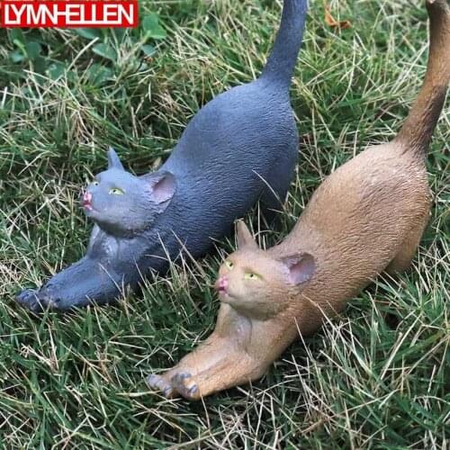 Simulation Small Cats Model Kitten Action Figure Micro Landscape Decoration Home Decor Solid Plastic Figurine Kids Toys Gifts