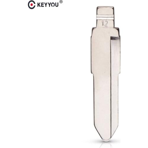 KEYYOU 10 pcs/lot Metal Blank Uncut Flip KD Remote Key Blade Type #12 for Isuzu Remote Key Car Blank Replacement