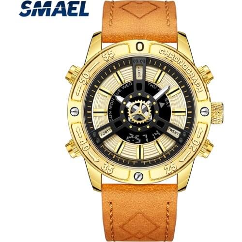 Quartz Watch Waterproof Men Top Brand Bracelet Fashion Gear Design Cool Men Style Male Clock SL-6016 Golden Watches Mens Digital