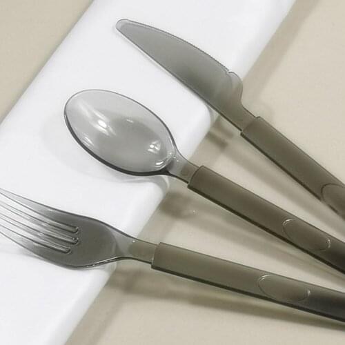 Thickened long handle disposable spoon plastic individually packaged fork knife black creative dessert packaged western tablewar