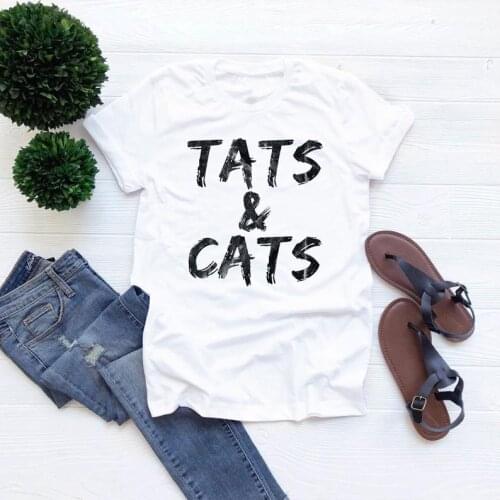 Mom Tats and cats shirt Women Cotton Black graffiti Shirt Plus Size O Neck graphic Mama Kawaii Short Sleeve Top Tees Harajuku