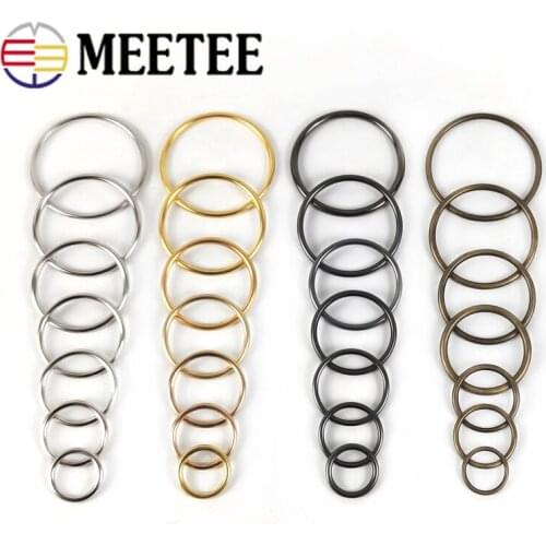 Meetee 10pcs O Ring Metal Round Circle 20-50mm for Clothing Handbag Decoration Button Hardware Leather Crafts Accessories BF264