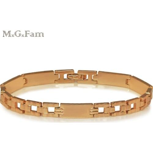 MxGxFam (19.5cm*6mm) Gold Color Watch Bracelets Jewelry For Men New Designs Lead and Nickel Free