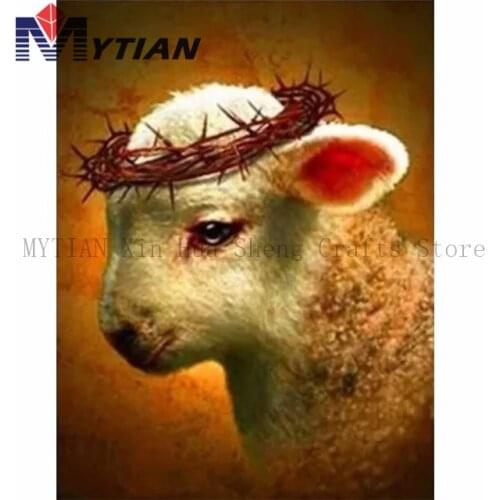 MYTIAN Diamond Embroidery Free Fast Shipping,Lamb of God,Crown of Thorns,Diamond Painting Mosaic Handmade Craft Home Decoration