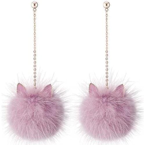 New fall / winter korean earrings for women 2020 cute cat ears fur 925 silver imitation mink plush earings fashion jewelry 2020