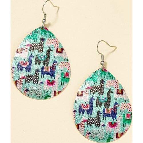 Ins New Charming Colorful Alpaca Llama Alpacos Animal Leopard Minimalism Geometric Earrings Trendy Korean Fashion Party Jewelry