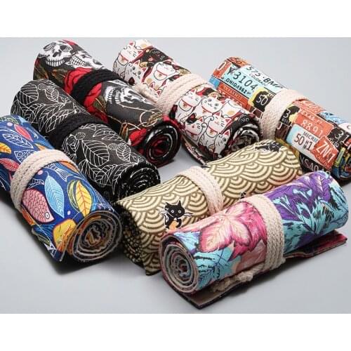 72 Holes Desk Organizer Pencil Case Japanese Stationery Make Up Storage Bag Pencil Roll for Office School Supplies Pencil Cases