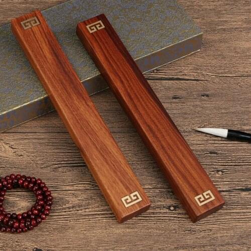 Paperweights Chinese Rosewood Calligraphy Painting Paperweights 2pcs/lot Traditional Student Solid Wood Rice Paper Paperweight
