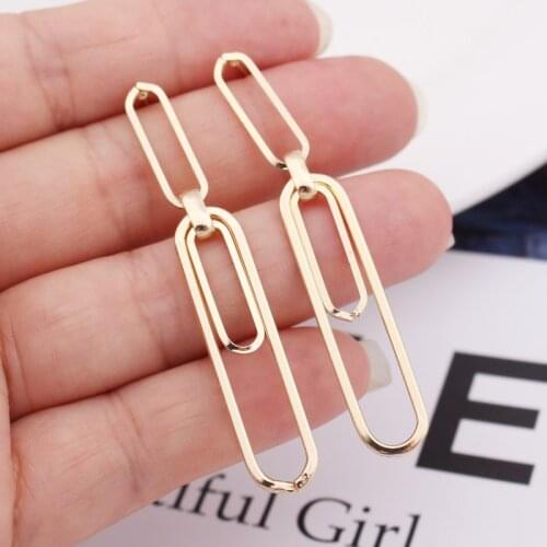 Simple Jewelry Multi-layers Chain Hollow Geometric Paper Clip Drop Earrings for Women New Fashion Long Earrings Mujer Brincos