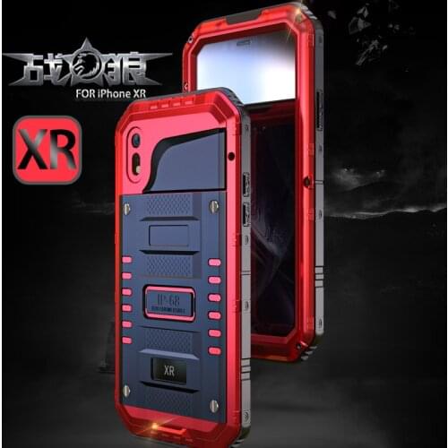 Wolf Series Three-proof Waterproof Anti-fall For iPhone XR XS X 6 6s 7 8 Plus SE 2020 SE2 Aluminum Alloy Metal Bumper Case Cover