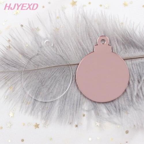 5pcs)76mm (3" ) Clear Blank Acrylic Christmas Baubles Keychains Rose Mirror Christmas Ball Bauble Tags-AC1106