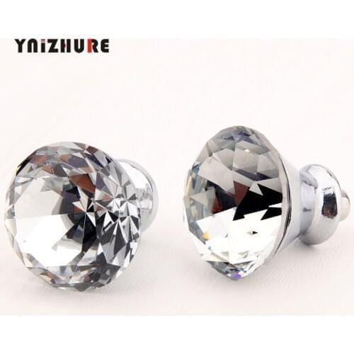 30mm Diamond Crystal Handles Glass Knobs Cupboard Drawer Pulls Kitchen Cabinet Door Wardrobe Handle Furniture Hardware