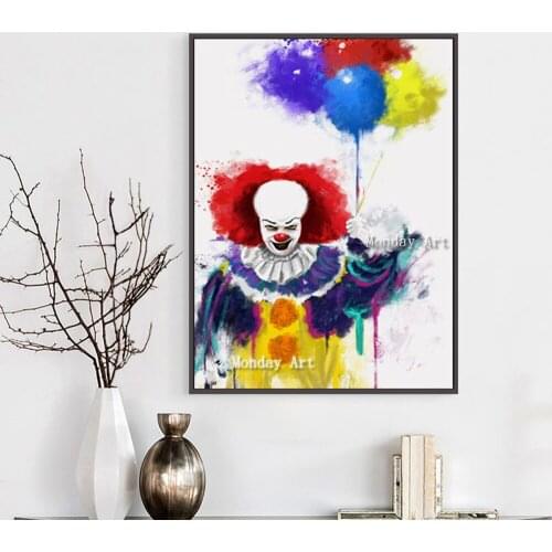 Handpainted painting Elegant Poetry Movie Penny Wise Clown Creative Splash Paintings Art cartoon Mural House Bedroom Decoration