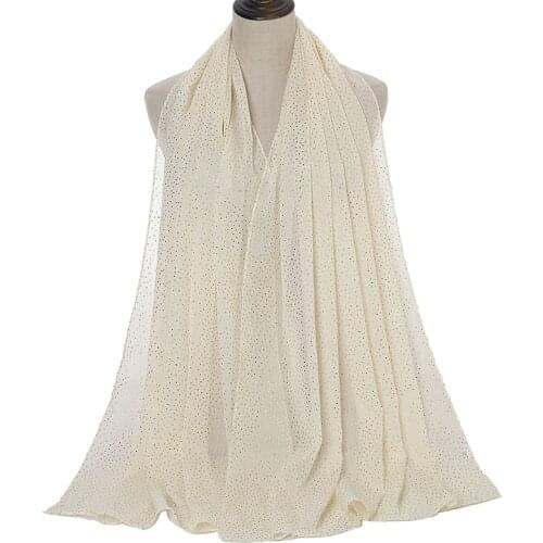 New Arrival Glitter Chiffon Crinkled Hijabs Scarf Women Silve Dot Shawl Plain Muslim Hijab Wrinkle Scarves Shawls Soft Bandana
