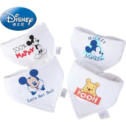 Disney Mickey Minnie Towel Baby Bib Triangle Double Layer Cotton Saliva Towel Newborn Hiccup Cloth Male and Female Babies