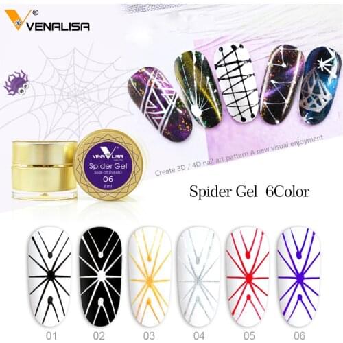 Venalisa new nail color Spider gel 6 colors gold sliver paint string lace nail uv led soak off 3d gel paint liner nail gel