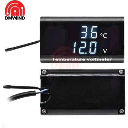 IPX6 Waterproof Digital Temperature Voltmeter DC 12V Car Boat Motorcycle 0.28 inch LED Display Volt Voltage Meter Tester Panel