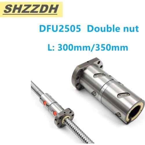 1PCS DFU2505-L300mm 350mm C7 ball screw with 2505 double ball nut/waist nut BK/BF20 standard processing CNC printer