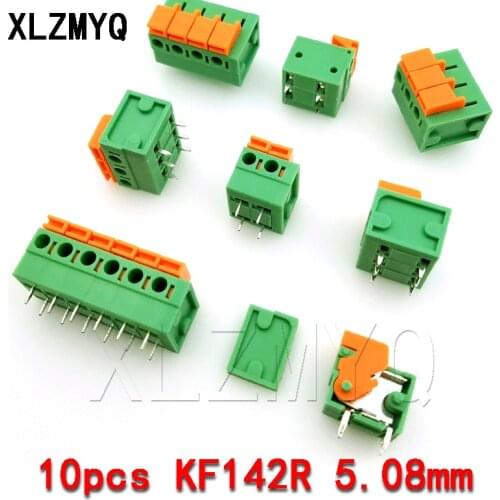 10pcs KF142R 5.08mm PCB Spring Terminal Block KF142R-5.08 2P 3P 4P 5P 6P 7p 8p 9p 10p Terminals Connector PCB Mounted Screw