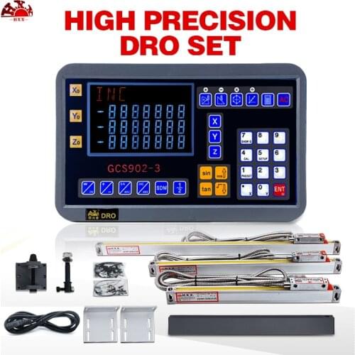 HXX NEW 3 Axis LCD Dro Set With Linear Scales Ruler Dimension 50-1000 for Lathe Mill Machine Digital Readout System Display