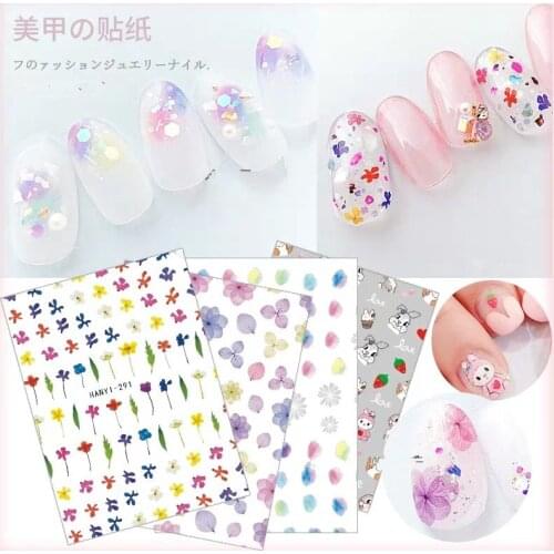 Newest HAXX-289 288 spring flower design 3d nail sticker decals Japan type DIY decorations for nail wraps