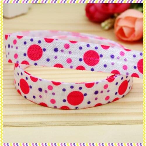 5/8'' Free shipping Fold Elastic FOE polka dots printed headband headwear hairband diy decoration wholesale OEM P4445