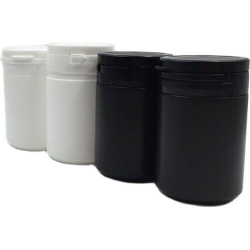 50pcs 60ml 60g 60cc HDPE White Black Plastic Capsules Vitamins Bottles with Tearing off Cap