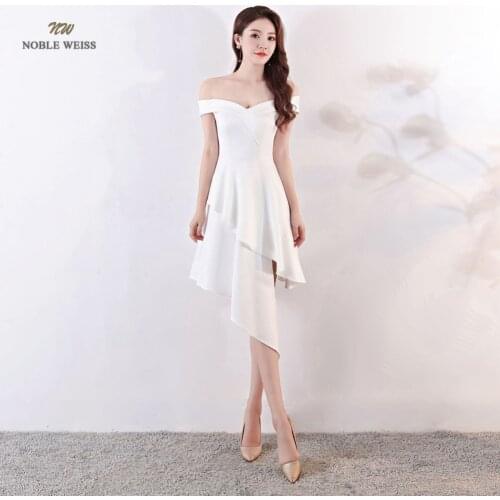 Asymmetrical Prom Dress Sexy Ivory Boat Neck Knee-Length Party/Prom Dresses