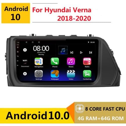 2 din 8 core android 10 car radio auto stereo for HYUNDAI Solaris Verna 2018 2019 2020 navigation GPS DVD Multimedia Player