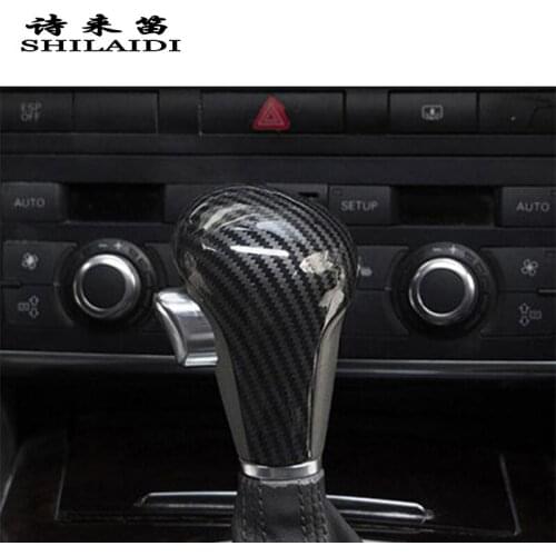 Car Styling For Audi A6 C6 2005-2011 automatic speed gear shift knob head carbon fiber covers Stickers interior Auto Accessories