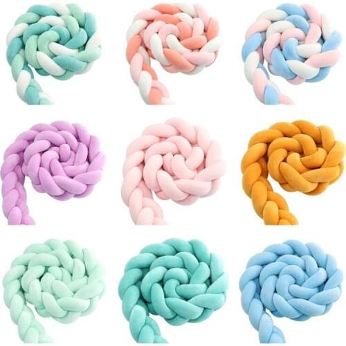 4M Length Newborn Baby Bed Bumper Pure Weaving Plush Knot Crib Bumper Kids Bed Baby Cot Protector Baby Room Decor
