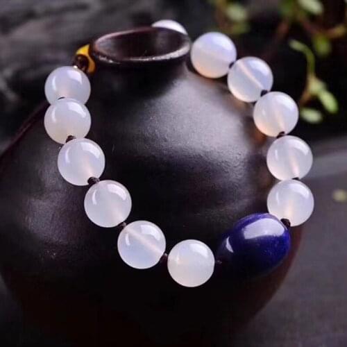 White Natural Crystal Bracelet Hand Weaving 10mm Round Bead With Lapis Lazuli Bucket Charm Adjustable Bracelet For Women Jewelry