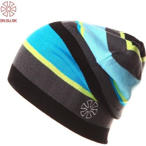 SU.SN.SK Brand Winter Caps Striped Beanie Winter Hat For Women And Men Beanies Fashion Outdoor Skate Skullies Beanies Ski Hats