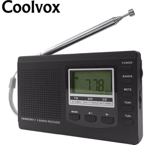 Coolvox CRD-310 Portable Full-band FM/MW/SW Multiband Stereo Digital Tuner Shortwave Radio REC External Antenna Build-in Clock