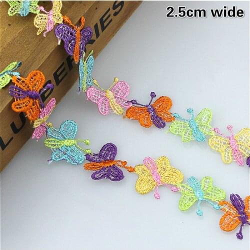 Color Water Soluble Embroidery Fine Horse Orchid Butterfly Lace Ribbon DIY Doll Clothing Accessories Hat Purse Headdress Renda
