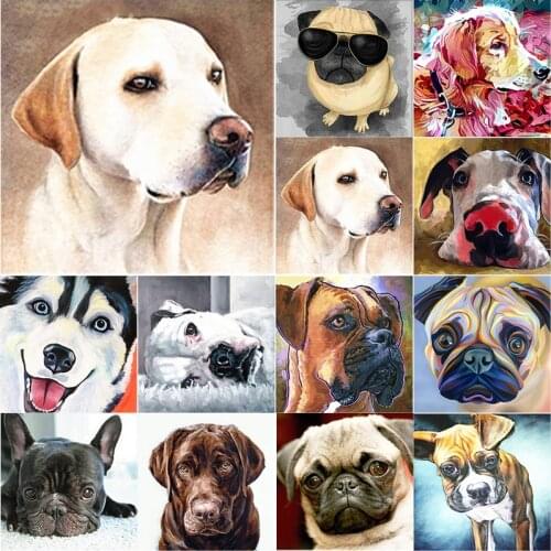DIY Diamond Painting Full Round Square Drill Rhinestone Dog Diamond Embroidery Animal Cross Stitch Handmade Art Home Decor Gift